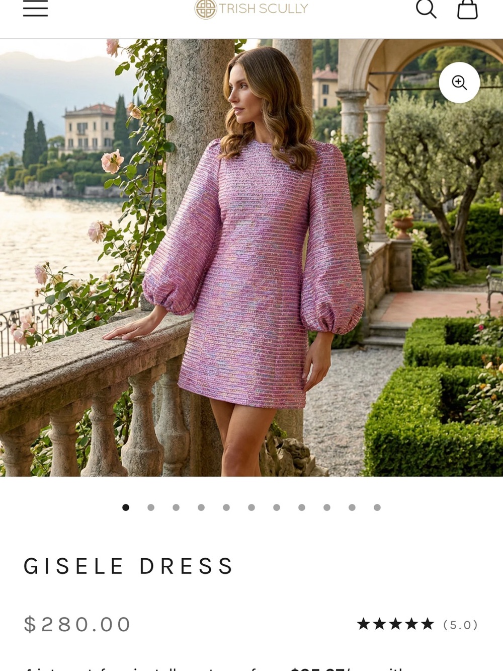 Purple Metallic Puff-Sleeve Midi Dress - Picture 6 of 6